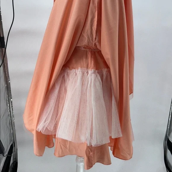 JJ’s House Coral Tulle Lace Embroidered Fit Flare Dress Spaghetti Strap US 2 - Picture 9 of 11